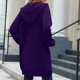 thumbnail image 5 of Cardigan Sweaters For Women Long Zip Up Double Zipper Fleece Jacket Sweatshirts Fall Winter Fashion Clothes Polyester Coats 1Pc Purple M Sweaters For Women, 5 of 8