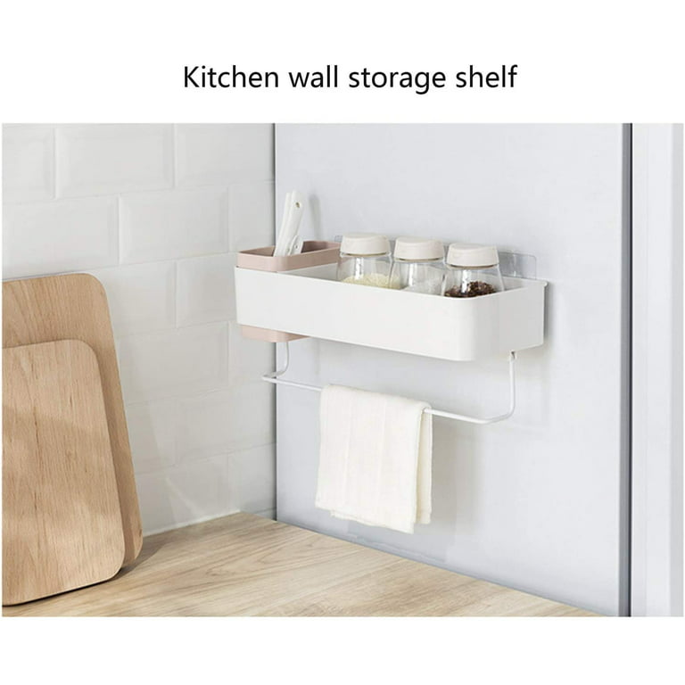 1PC wall mounted transparent bathroom storage rack without punching bathroom  toiletries storage rack transparent Bathroom shelf multifunctional bathroom  space aluminum towel rod storage hook
