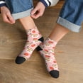thumbnail image 3 of Fuzoiu Floral Mugs And Strawberries Print Adult Socks, Crew Moisture-wicking Socks, Unisex Cushion Crew Socks,Casual Sports Ankle Socks, 3 of 7
