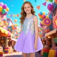 thumbnail image 2 of Gubotare Robe en Tulle pour Bébé Robe en Tulle pour Tout-Petit Fille Été à Volants Sans Manches Robe Décontractée de Mode pour Bébé Fille Taille 6-7 (Violet, 6-7 Ans), 2 of 6