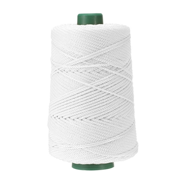 Cordón de Macramé de Poliéster Uxcell, Hilo de Bolsa de Crochet de Polipropileno Blanco