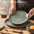 thumbnail image 3 of ALOFMO 12-Piece Sage Green Reactive Glaze Stoneware Dinnerware Set with Subtle Rim, Service for 4, Microwave & Dishwasher Safe, 3 of 9