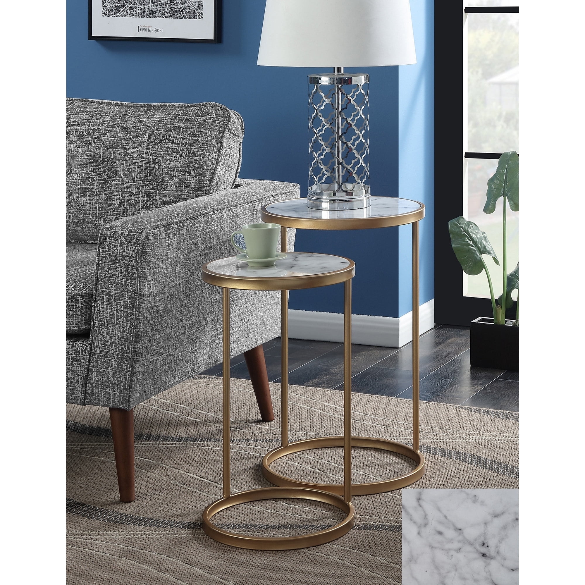 Convenience Concepts Gold Coast Faux Marble Nesting End Tables