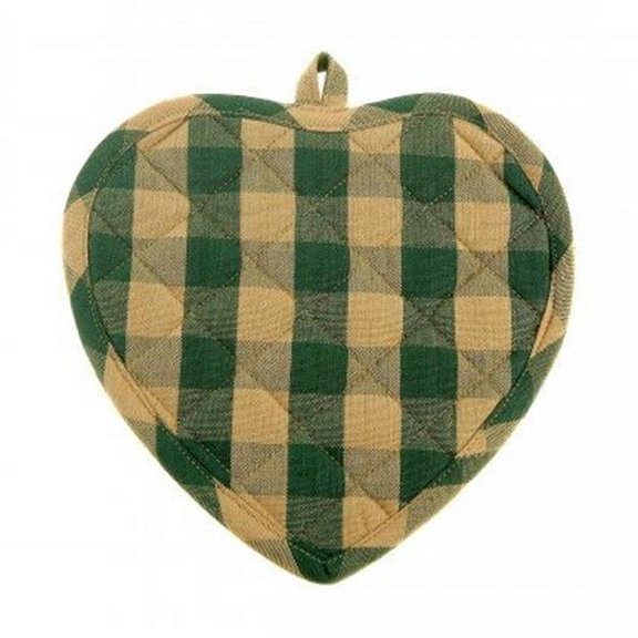 Mr. MJs Trading AG-41252S-2 Pot Holders Heart, Green Check - Set of 2