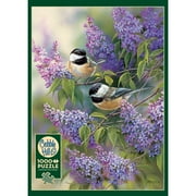 Cobble Hill 1,000 piece puzzle - Chickadees and Lilacs - reference poster included