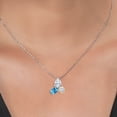 thumbnail image 3 of 925 Silver and 10K Yellow Gold Moissanite and Swiss Blue Topaz 3 Stone Pendant Necklace for Women | 2.65 Cttw | Gemstone Birthstone | Pear Shape 8X6MM | Oval 7X5MM | Round 5MM | with 18 inch Chain, 3 of 3