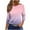 Pink#, variant on cocolona Womens Crew Neck 3/4 Sleeve Blouse Casual Loose Gradient Color Shirts Summer Trendy Tops