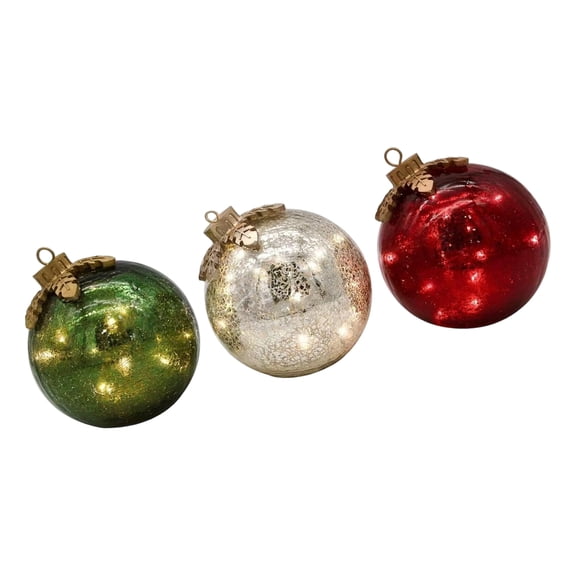 Powered Glass Christmas Decorations LED Lighted Ornament For Festival Table Centerpieces Home Decoration