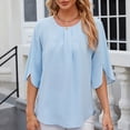 thumbnail image 5 of Hfyihgf Women's Summer Work Blouses 3/4 Sleeve Dressy Tops Pleated Scoop Neck Casual Loose Tunic Blouses Business Shirts Top, 5 of 8