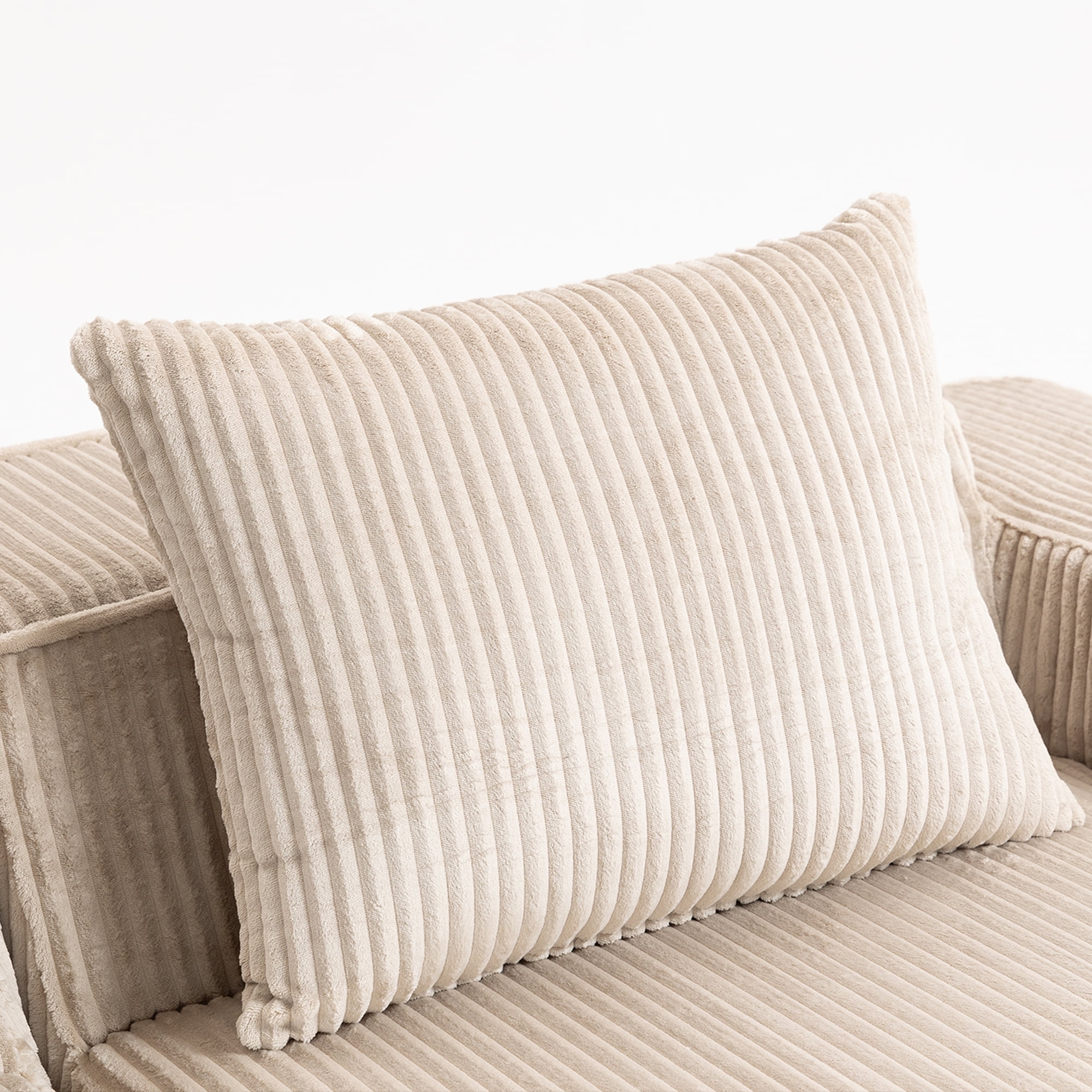 Demi Bonn 111" Modular Sectional Sofa Couchesk, Corduroy 3 Seat Couch Memory Foam Couches for Living Room, Cloud Couch, Beige