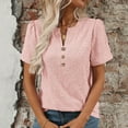 thumbnail image 2 of Chbgutlmr Short Sleeve Shirt for Women Button V Neck Hollow out Fitting Tops Summer Casual Fashion Tees, 2 of 6