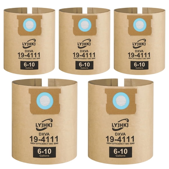 Paquete de 5 bolsas de vacío para aspiradora DEWALT de 23 a 38 L para aspiradoras húmedas y secas