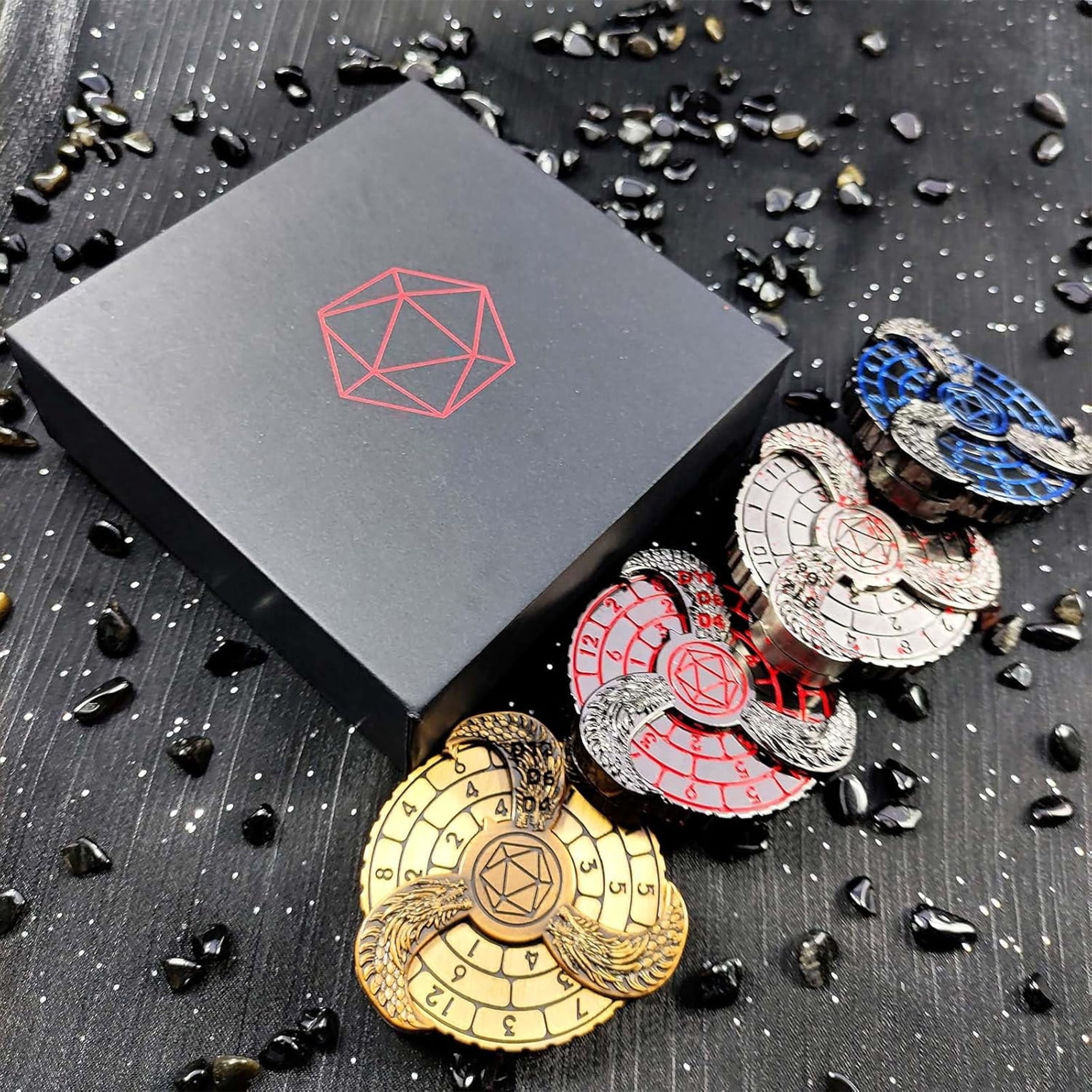 Spinning Mechanical Dice Spinner, Metal Polyhedral D&D Roulette Dice