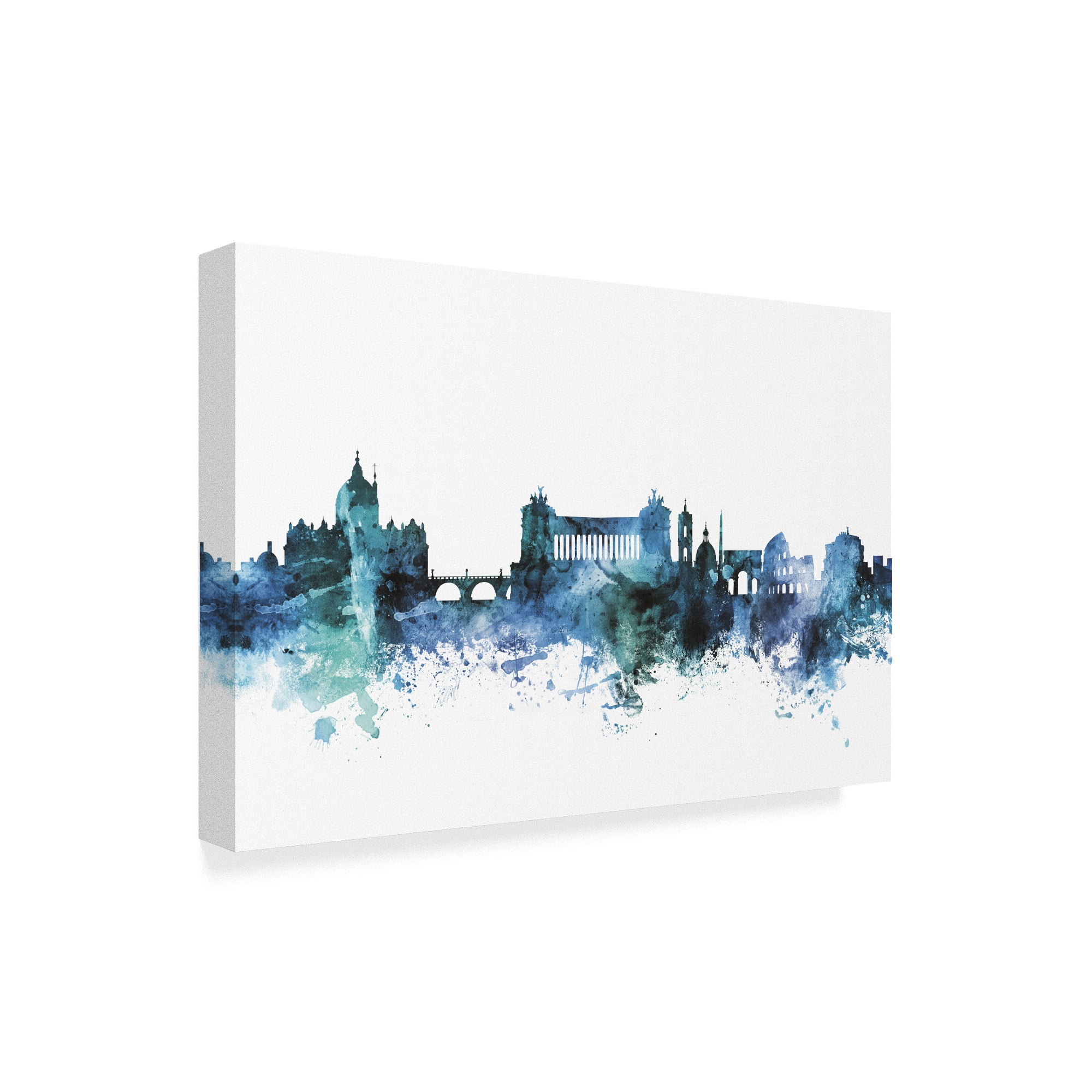 Trademark Fine Art 'Rome Italy Blue Teal Skyline' Canvas Art by Michael Tompsett