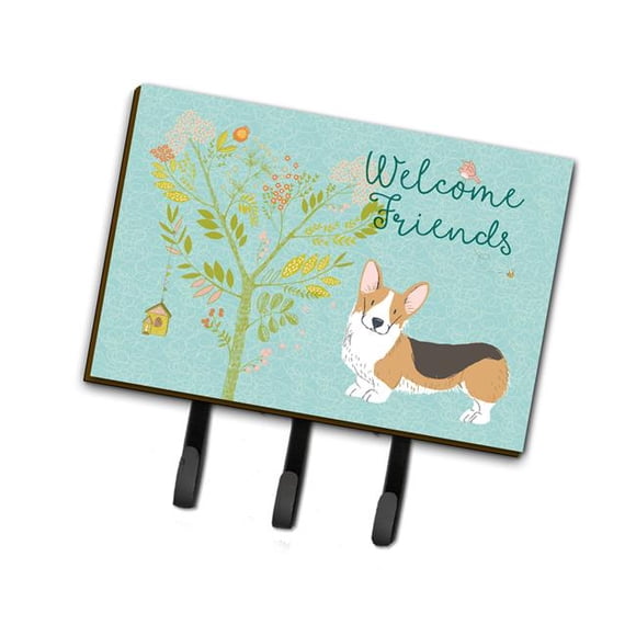 Carolines Treasures BB7609TH68 Bienvenue Amis Pembroke Welsh Corgi Porte-Laisse Ou Porte-Clés Tricolore, 6 x 2 x 9 Po