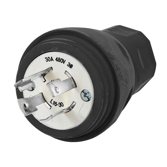 Hubbell Wiring Device-Kellems WT LckPlg,Strt;30 A;Blk,Elastmr,4Blds HBL28W76BK