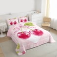thumbnail image 4 of Homewish Cute Cartoon Bowtie Bedding Comforter Set,Sweet Berry Twin Comforter Sets,Pink White Green Bedding Set For Girls Kids,Ultra Soft Home Decor Reversible,2pcs, 4 of 9