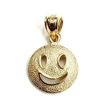 New 14k yellow gold round happy face emoji pendant charm gift fine jewelry 1.1g