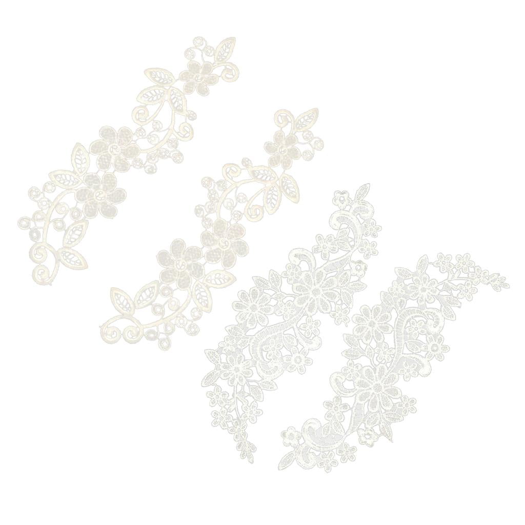 Patch Thermocollant Dentelle Brodée – Lot De 4 – 19 X 8 Cm – Pour Robe De Mariée, Customisation Vêtements, DIY – Violet