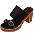thumbnail image 2 of Slide Sandals Women Adjustable Buckle Flatform Block Heel Slip On Open Toe Casual Summer Dress Walking Shoes, 2 of 6