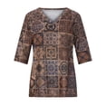 thumbnail image 5 of USSUMA Geometric Rhombus Print Womens Blouses and Tops Dressy 3/4 Sleeve Plus Female Tops Casual Western Ethnic Style Vintage T-Shirts Shirt for Women Trendy V Neck Tunic Plus Size, 5 of 8