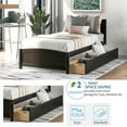 thumbnail image 4 of Twin Size Platform Bed with 2 Stoarge Drawers, No Box Spring Needed, Twin Size Bed Frame with Headboard and Footboard (Espresso), 4 of 11