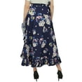 thumbnail image 5 of Phagun Cotton Ruffled Self Belt Floral Printed Magic Women's Wrap Skirt-Dark Navy Blue, 5 of 6