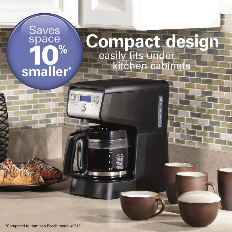 Hamilton Beach Compact Programmable Coffee Maker, 12 Cup Carafe