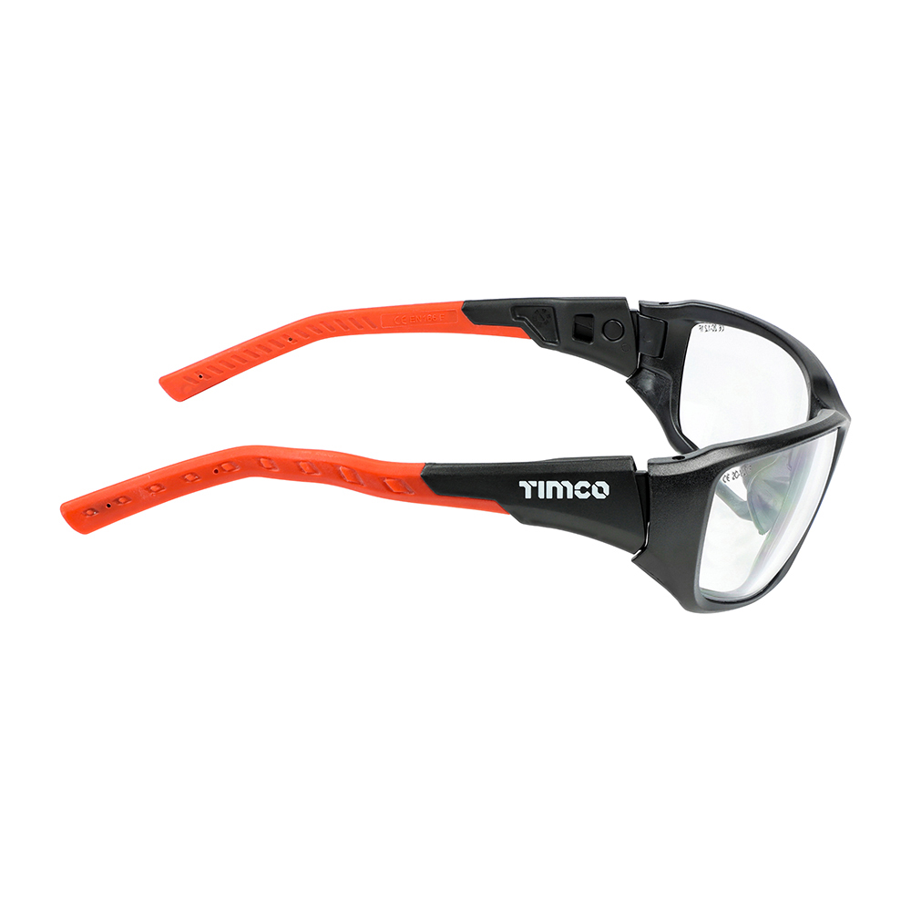 Timco - Sports Style Safety Glasses - With Adjustable Temples - Clear (Size One Size - 1 Each)