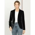 thumbnail image 2 of Chaqueta de terciopelo Allegra K para Mujer con Botones y cuello chal Negro XL, 2 of 7