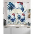 thumbnail image 2 of Blue Vintage Rooster Kitchen Curtains Sets 36 Inch Length with Valance, Spring Floral Elegant Animals Swag Valances and Tiers Curtain Set Drapes Swag Curtains for Living Room, Bathroom, Bedroom, Cafe, 2 of 6