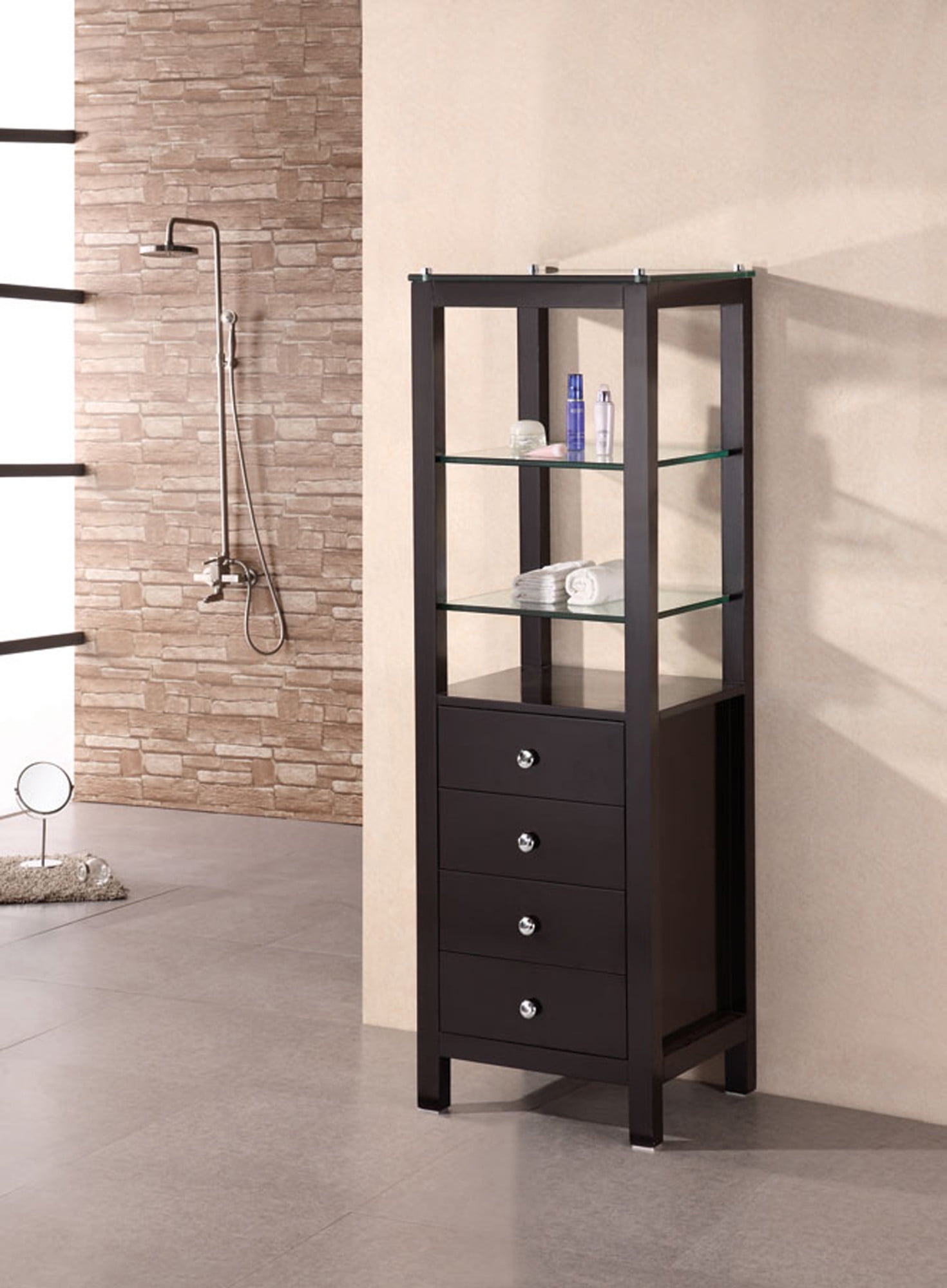 Design Element CAB002 Espresso Espresso 60" Linen