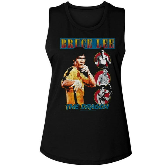 Bruce Lee Comic Cover Style Black Women's Muscle Tank Top T-Shirt