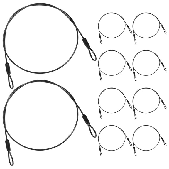 Uxcell 10-Pack Security Cable Lock, 2FT 2mm Coated Stainless Steel Luggage Lock Wire Rope Cut-Resistant Braided Steel Cable [Black]