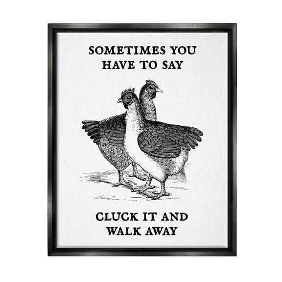 Stupell Cluck It Funny Country Hens Humor Animals & Insects Painting Black Floater Framed Art Print Wall Art
