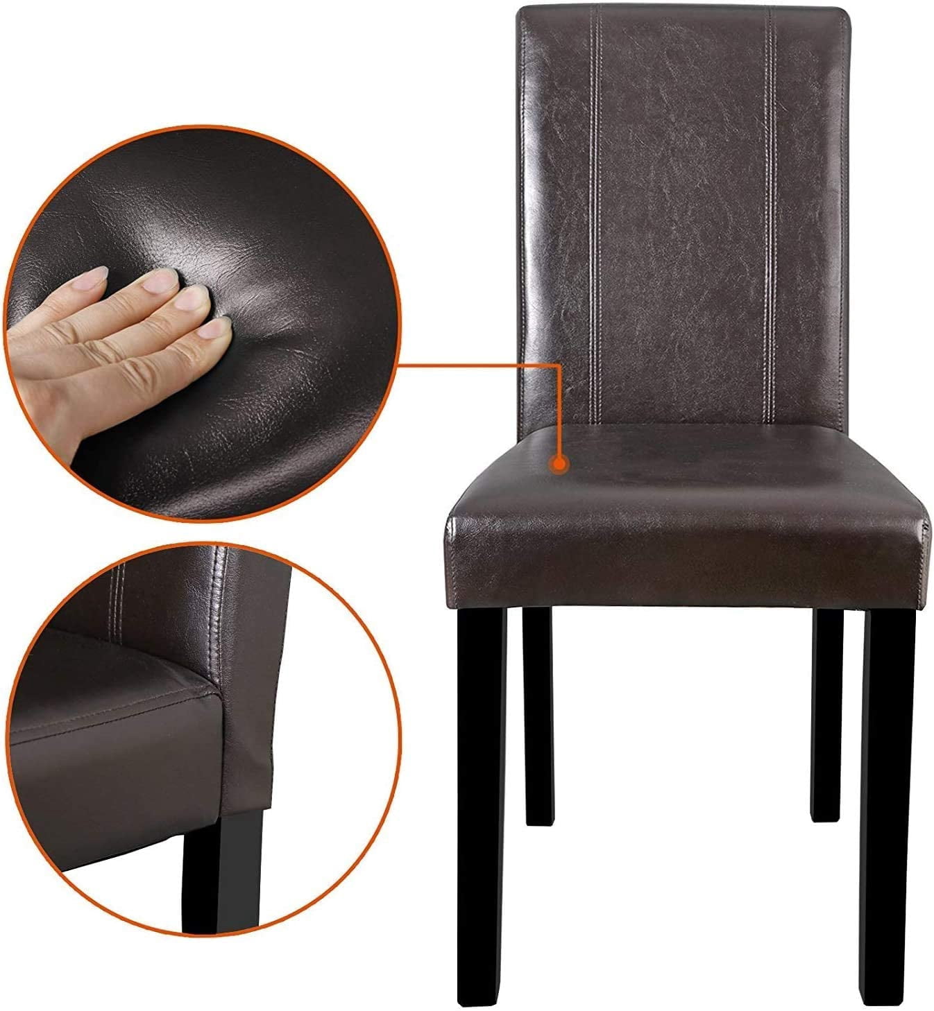 ZENY 8Pcs Pu Leather Armless Dining Chair, Brown