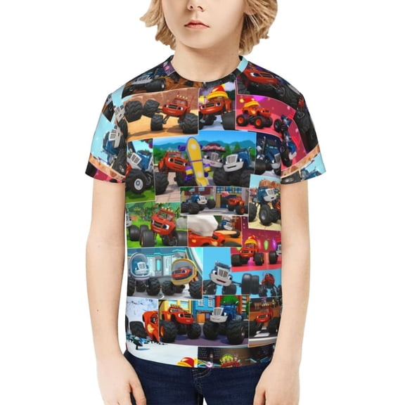 Blaze And The Monster Machines Boys Girls Teens T Shirt Graphic Print Casual Short Sleeve Funny Top Tees Shirt for Youth Kids