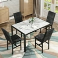 thumbnail image 2 of Baxluxe Marble Dining Table and Chairs Set, Faux Marble Kitchen Table Set with 4 Velvet Dining Chairs, 4-Person Rectangle Dining Table Set for 4, 5 Pieces Dinette Sets for Breakfast Nook, Black, 2 of 6
