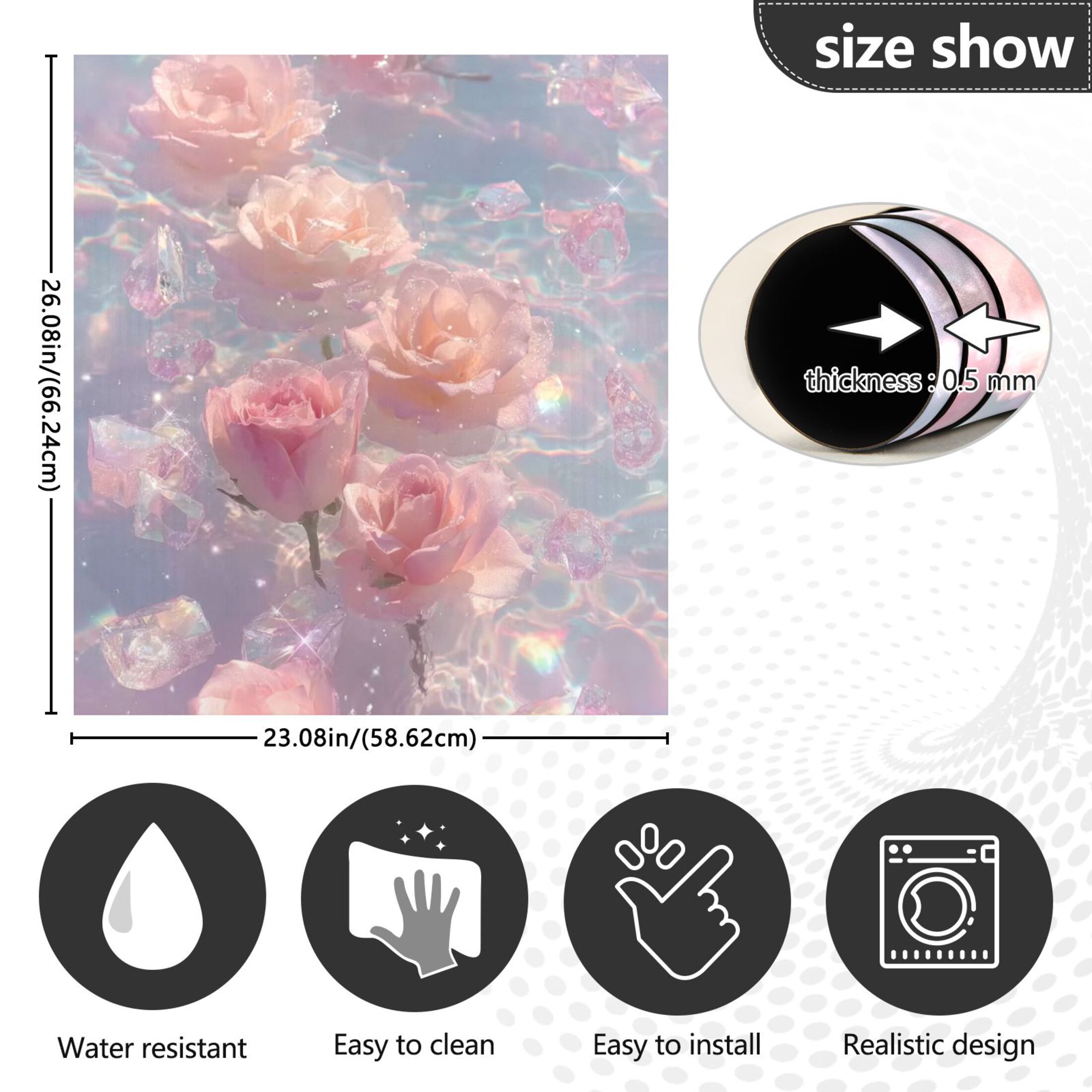 IAUYY Magnetic decorative sticker - 23x26 Inch PVC Refrigerator Decorative Cover, Removable DIY Art for Kitchen Appliances Crystal Drift