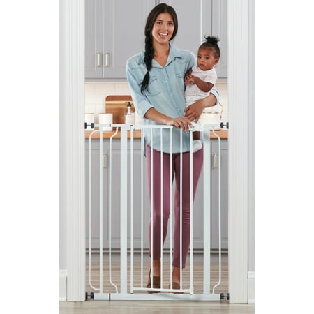 Regalo Easy Step® Extra Tall Walk Thru Baby Gate, Includes 4-Inch Extension Kit, 4 Pack of Pressure Mount Kit and 4 Pack Wall Cups and Mounting
