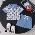 thumbnail image 2 of FhsagQ Tenues pour Garçons Style Baseball Ensemble Chemise Imprimée + Short Uni Bleu 2-3 Ans, 2 of 8