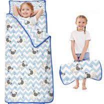 Pug and Footprints Toddler Nap Mats for Kids Preschool,Sleeping Mat Bag or Kids,Toddler Sleeping Bag,Toddler Nap Mat or Daycare
