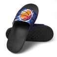 thumbnail image 4 of GZHJMY Stylish Slides for Women Men, Basketball on Fire, with A Dynamic Dark Soft Flexible Slip-on Sandals Slippers, 4 of 7