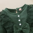 thumbnail image 5 of Mikrdoo Newborn Baby Girls Romper 0 Months Baby Girls Jumpsuit 3 Months Baby Girls Long Sleeve Solid Color Bow Round Neck Romper,Green, 5 of 9