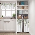 thumbnail image 6 of Eucalyptus Kitchen Window Curtains Valance and Tier Set 36 Inch, Rustic Botanical Sage Green Leaf 3 Piece Window Treatment Tiers Kitchen Decor Country White Wooden Wood Plank Rod Pocket Drapes, 6 of 6