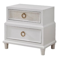 Bowery Hill Mid-Century 2-Drawer Wood Nightstand in White Finish