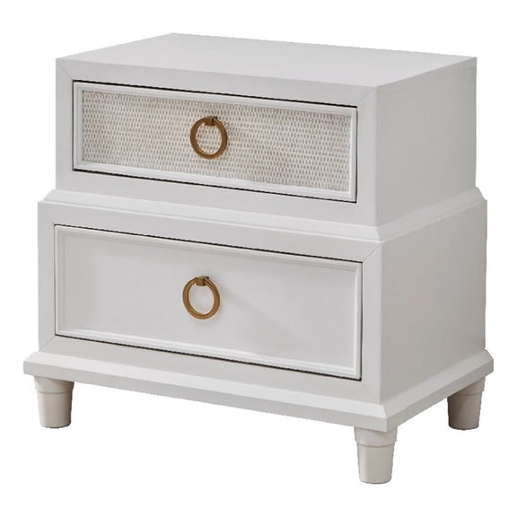 Bowery Hill Mid-Century 2-Drawer Wood Nightstand in White Finish