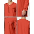 thumbnail image 5 of INSPIRE CHIC Men's Sleepshirts Henley Collar Solid Color Chest Pocket Long Sleeve Cotton Nightshirt M Brick Red, 5 of 6