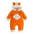 thumbnail image 2 of FAOWME Big Girls Hooded Romper Fuzzy Long Sleeve Cartoon Prints Soft Warm Fashion Jumpsuit Bodysuit For Daily Wear Orange 0-3 Months, 2 of 7