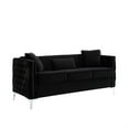 thumbnail image 3 of 2-Piece Living Room Furniture Sets, Modern Velvet Upholstered Modular Sofa Set with 3-Seater Sofa, Loveseat and 5 Throw Pillows, Accent Sofa Couch with Button Tufted and Nailhead Trim, Black, 3 of 7
